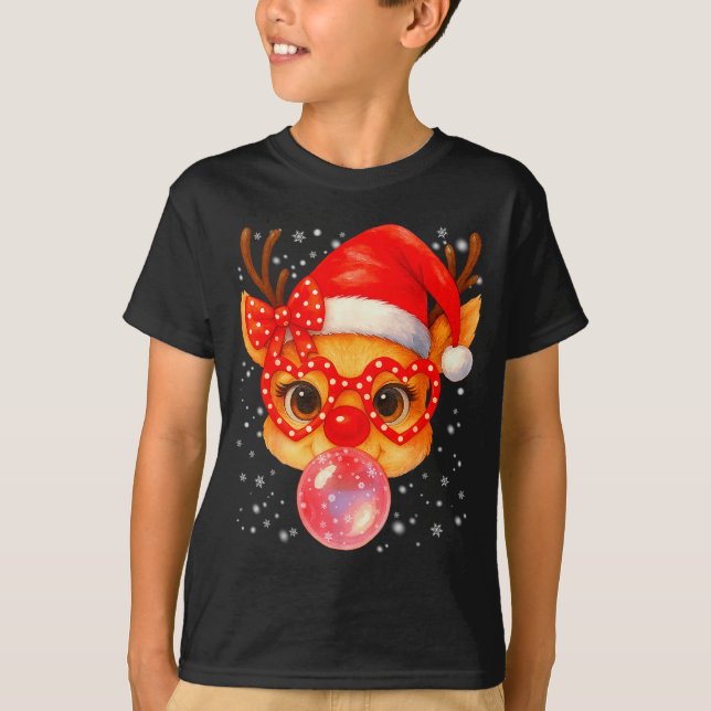 Camiseta Cute Rudolph Red Nose Bubble Gum Christmas Xmas Gi (Anverso)