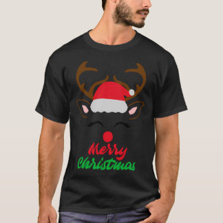 Camiseta Cute Rudolph Red Noser Santa Hat Merry Ch