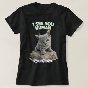 Camiseta Cute Russian Blue Cat Women’s T-Shirt – “I See You