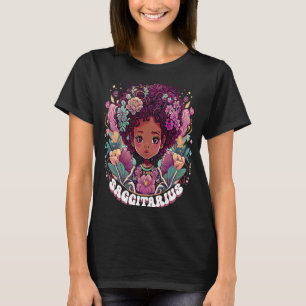 Camiseta Cute Saggitarius Zodiac Afro Chica Noviembre Decem