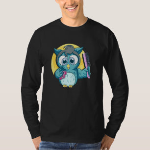 Camiseta Cute Salon Owl Comb Haircut Hairdresser Hairstylis