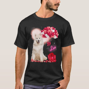 Camiseta Cute Samoyed Balloon Heart El día de San Valentín 