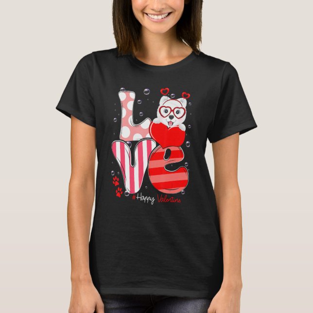 Camiseta Cute Samoyed Dog Love Valentine Puppy (Anverso)