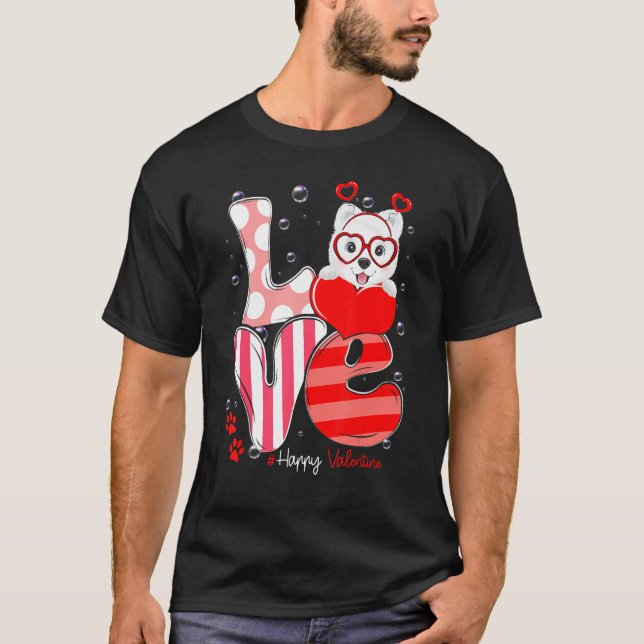 Camiseta Cute Samoyed Dog Love Valentine Puppy (Anverso)