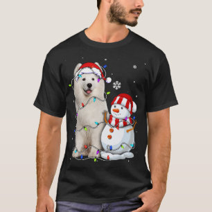 Camiseta Cute Samoyed Santa Hat Navidades Light Navidad