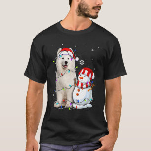 Camiseta Cute Samoyed Santa Hat Navidades Light Navidad