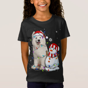 Camiseta Cute Samoyed Santa Hat Navidades Light Navidad