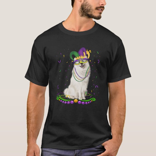 Camiseta Cute Samoys con mascara de carnaval Mardi Gras Per (Anverso)