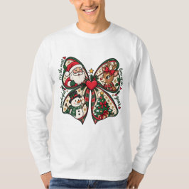 Camiseta Cute Santa Christmas Bow Christmas Holiday Design