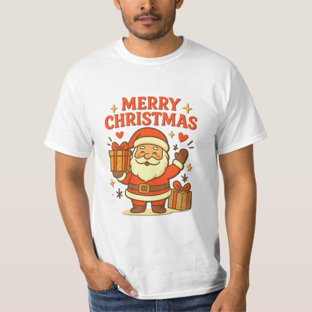 Camiseta  Cute Santa Claus Christmas Art –  Merry Christmas (Anverso)