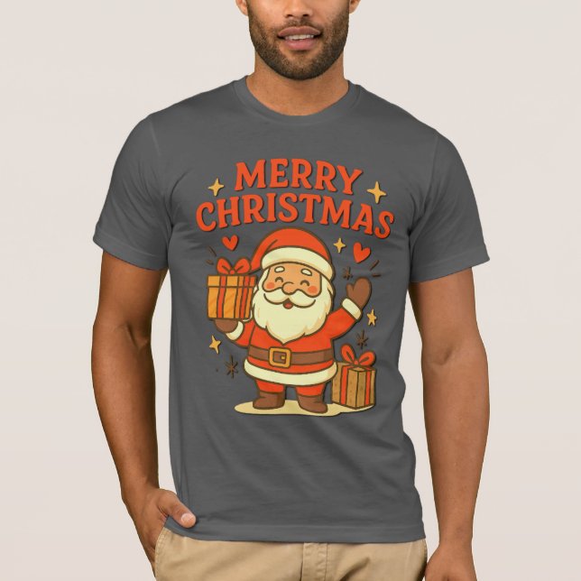 Camiseta  Cute Santa Claus Christmas Art –  Merry Christmas (Anverso)