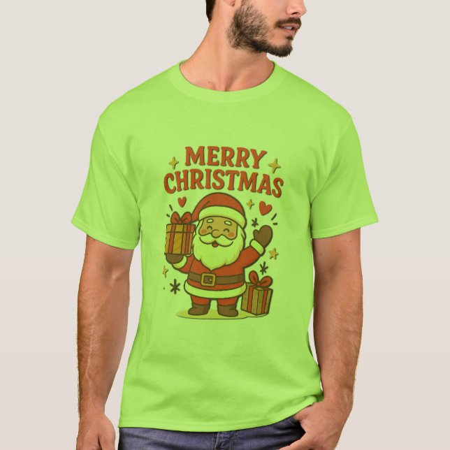 Camiseta  Cute Santa Claus Christmas Art –  Merry Christmas (Anverso)