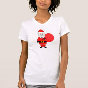 Camiseta Cute Santa Claus Holding Bag of Gifts