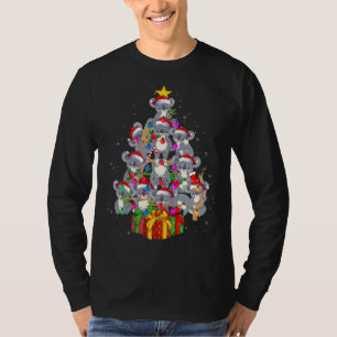 Camiseta Cute Santa Claus Koala Osa Luz De Árbol De Navidad