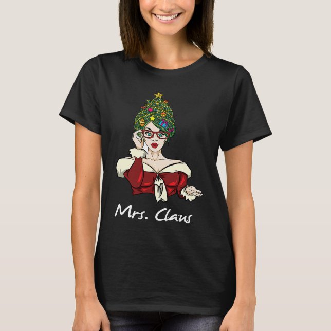 Camiseta Cute Santa Claus Wife Husband Christmas  Girls Wom (Anverso)