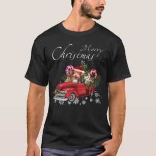 Camiseta Cute Santa Fox Terrier Montando Camión Rojo Merry