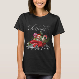 Camiseta Cute Santa Fox Terrier Montando Camión Rojo Merry
