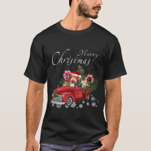 Camiseta Cute Santa Fox Terrier Montando Camión Rojo Merry 