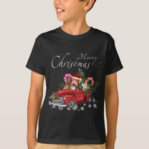 Camiseta Cute Santa Fox Terrier Montando Camión Rojo Merry 