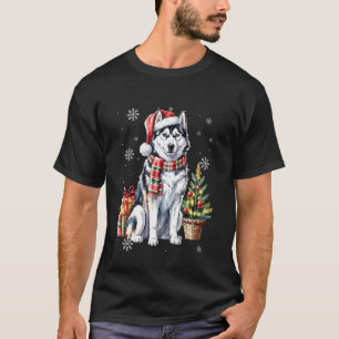 Camiseta Cute Santa Husky Siberiano árbol de Navidad para p