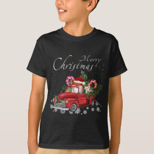 Camiseta Cute Santa Pomeranian Riding Red Truck Merry Chris