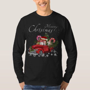 Camiseta Cute Santa Pomeranian Riding Red Truck Merry Chris