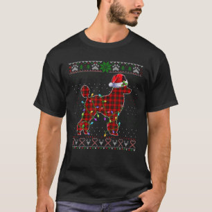Camiseta Cute Santa Red Plaid Poodle Light Navidades Feo