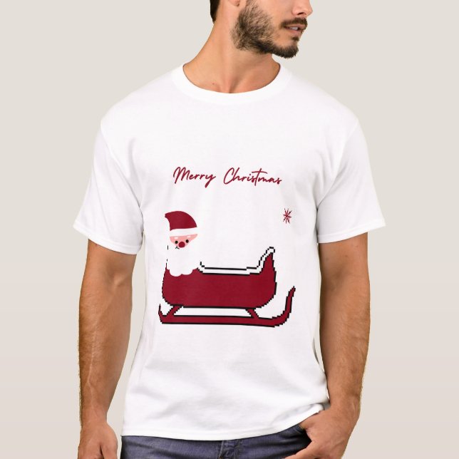 Camiseta Cute Santa Sleigh Merry Christmas T-Shirt (Anverso)