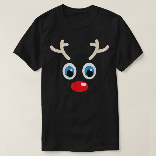 Camiseta Cute Santa's Reindeer Face Antlers Christmas  Cost (Diseño del anverso)