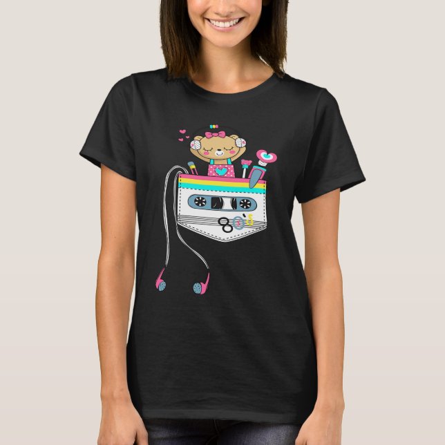 Camiseta Cute  Sarcastic Music Pocket Teddy Bear Graphic De (Anverso)