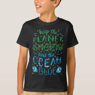 Camiseta Cute Save the Planet Ecologic Eco Blue Ocean Green