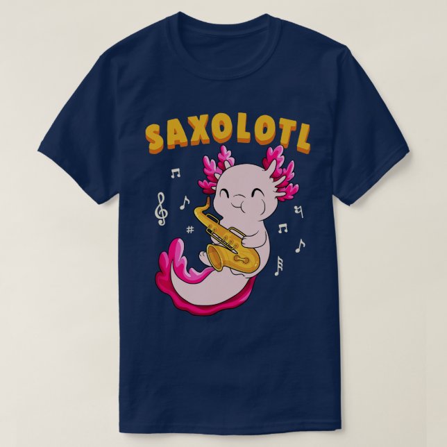 Camiseta Cute Saxolotl Kawaii Saxofón Axolotl Gift Jazz P (Diseño del anverso)