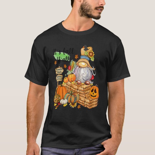 Camiseta Cute Scarecrow Gnome Fall Autumn Thanksgiving Girl (Anverso)