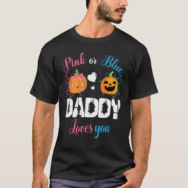 Camiseta Cute Scary Pumpkin Boy Girl Mom Pink Or Blue Daddy (Anverso)