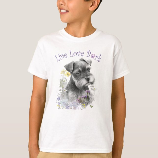 Camiseta Cute Schnauzer Dog Floral (Anverso)