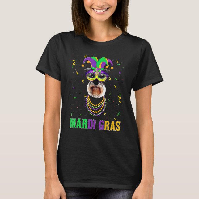 Camiseta Cute Schnauzer Dog Lover Mardi Gras Carnival Party (Anverso)