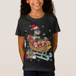 Camiseta Cute Schnauzer Dog Navidades Santa Hat Xmas