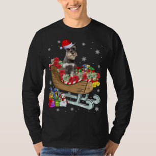 Camiseta Cute Schnauzer Dog Navidades Santa Hat Xmas