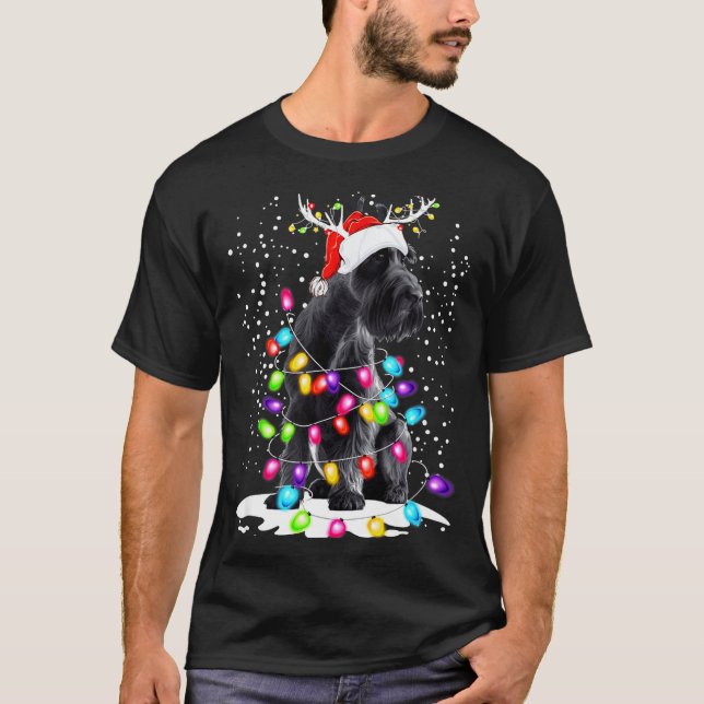 Camiseta Cute Schnauzer With Christmas Lights  (Anverso)