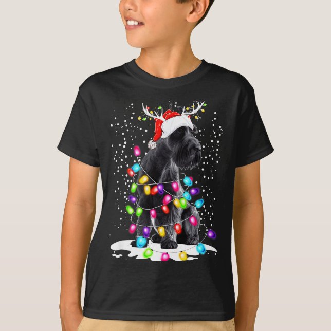 Camiseta Cute Schnauzer With Christmas Lights  (Anverso)