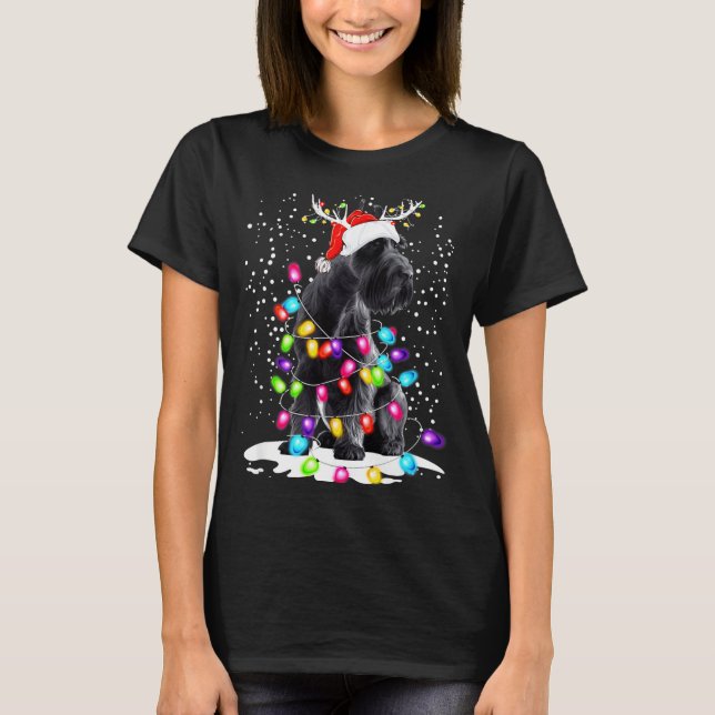 Camiseta Cute Schnauzer With Christmas Lights  (Anverso)