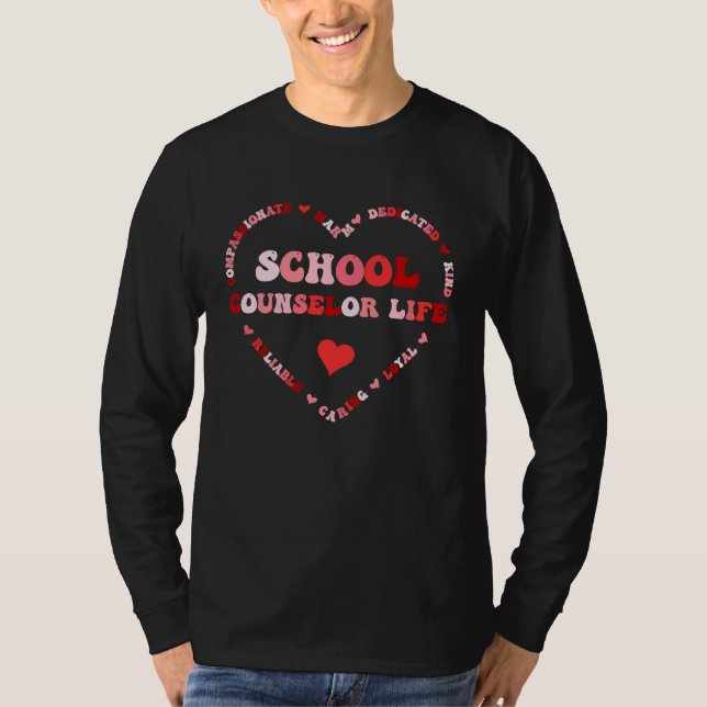 Camiseta Cute School Counselor Life Valentines Day Heart (Anverso)