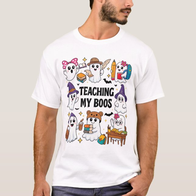Camiseta Cute School Ghosts Halloween Tema (Anverso)