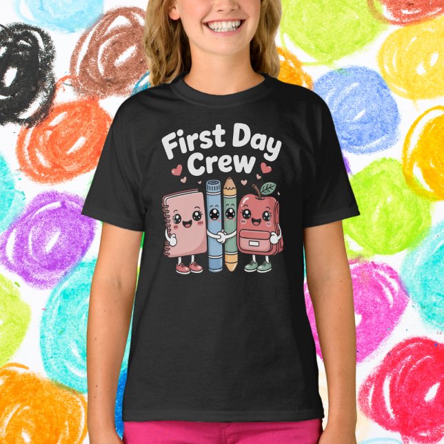 Camiseta Cute School Supplies Friends First Day Crew (Subido por el creador)