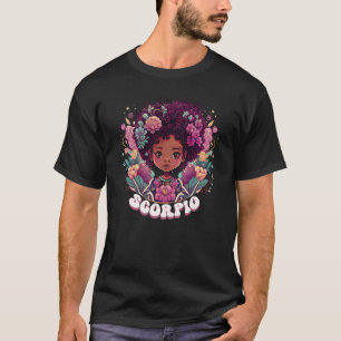 Camiseta Cute Scorpio Zodiac Afro Chica Octubre Noviembre B