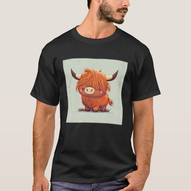 Camiseta Cute Scottish Highland Cow Illustration Little Hor (Anverso)