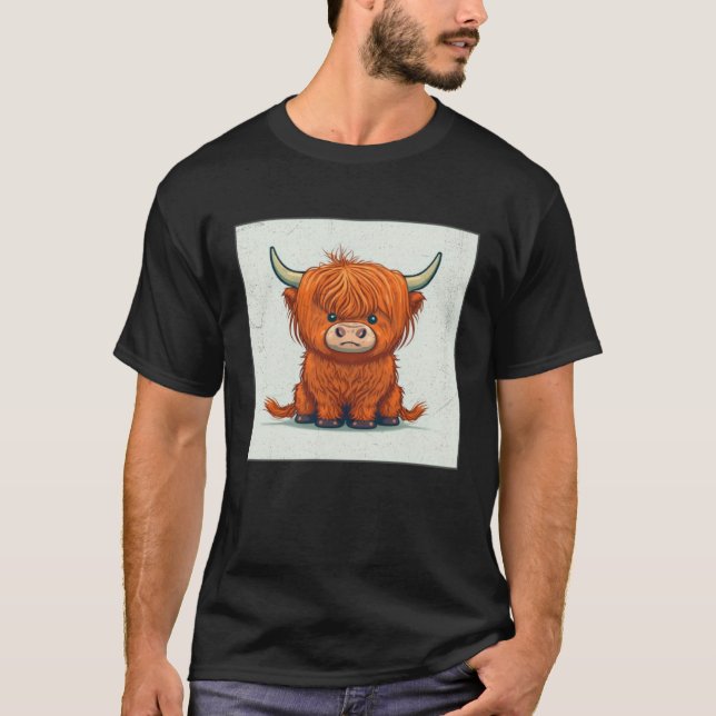 Camiseta Cute Scottish Highland Cow Illustration Little Hor (Anverso)