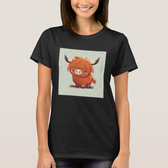 Camiseta Cute Scottish Highland Cow Illustration Little Hor (Anverso)