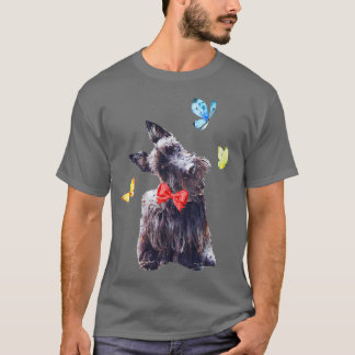 Camiseta Cute Scottish Terrier with Butterflies Design