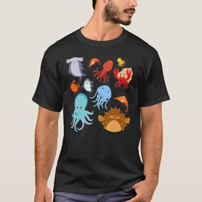 Camiseta Cute Sea Animals Ocean Creatures Clownfish (Anverso)